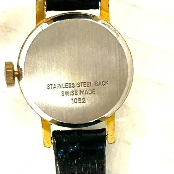 Vtg JAI 17 Jewels Shock Resistant Wrist Watch Swiss Base Metal Genuine Croc Band - Picture 4 of 10